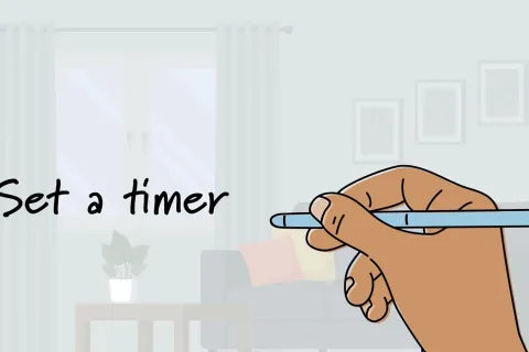 pen writing 'set a timer'