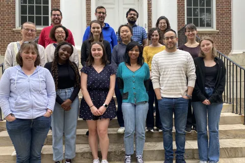 Microbiome center fellow standing in a group