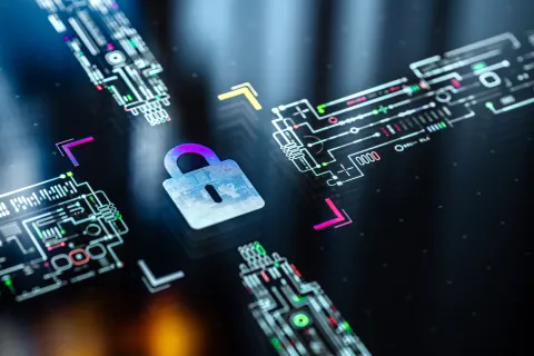 An image of a lock with code around it.