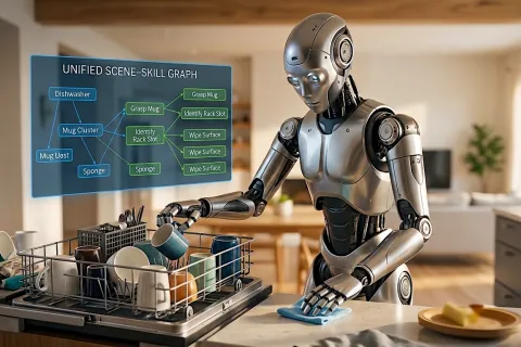 Image of a Humanoid Robot clearing a kitchen counter top