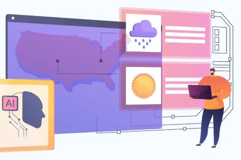 illustration of AI-powered weather forecasting in U.S.