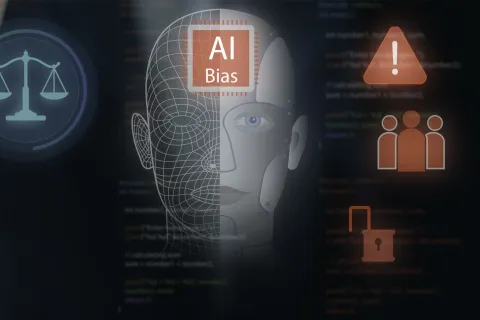 illustration depicting AI as a biased tool.
