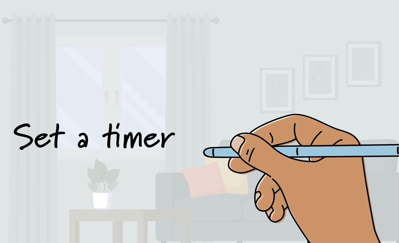 pen writing 'set a timer'