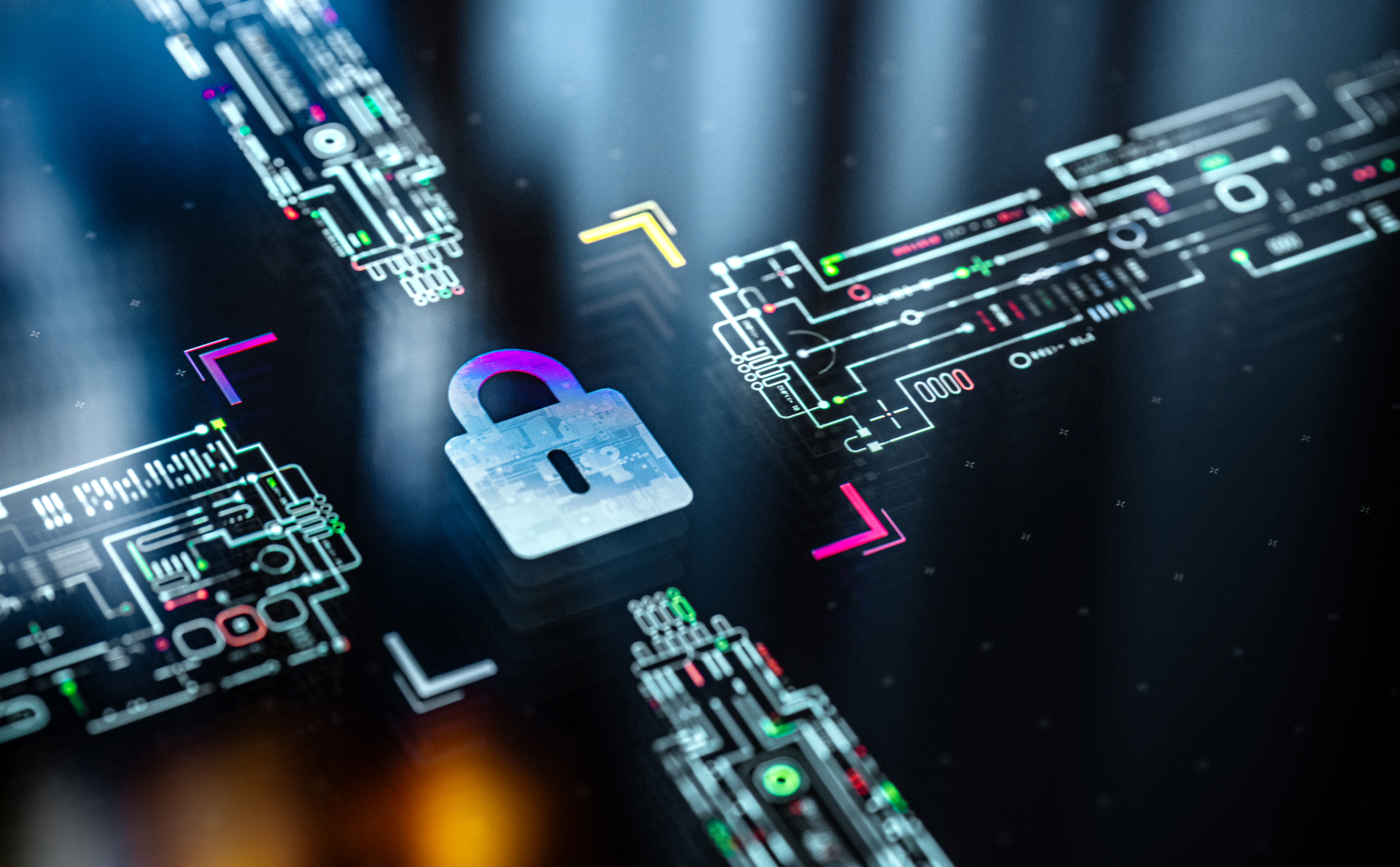 An image of a lock with code around it.