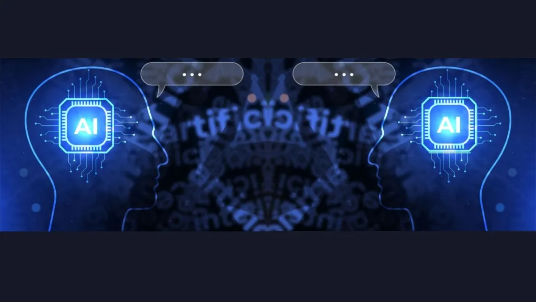 Graphic of two AI Agents chatting with each other.