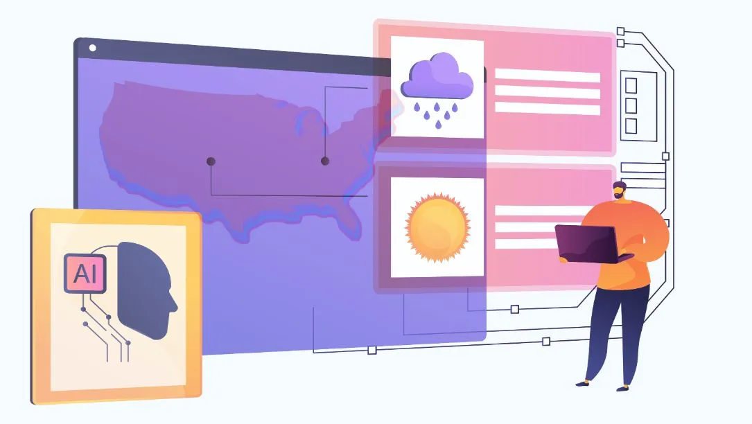 illustration of AI-powered weather forecasting in U.S.
