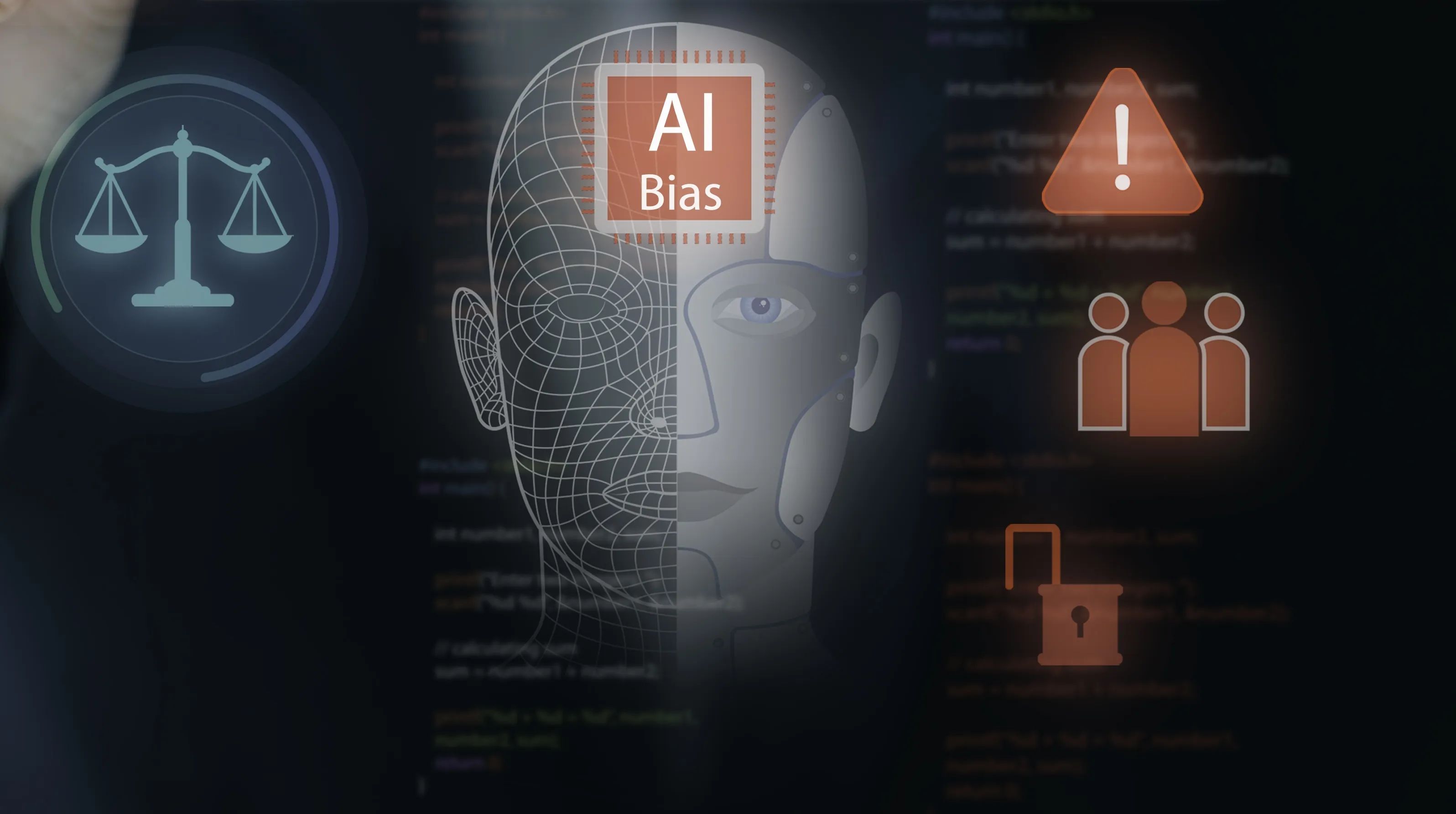 illustration depicting AI as a biased tool.