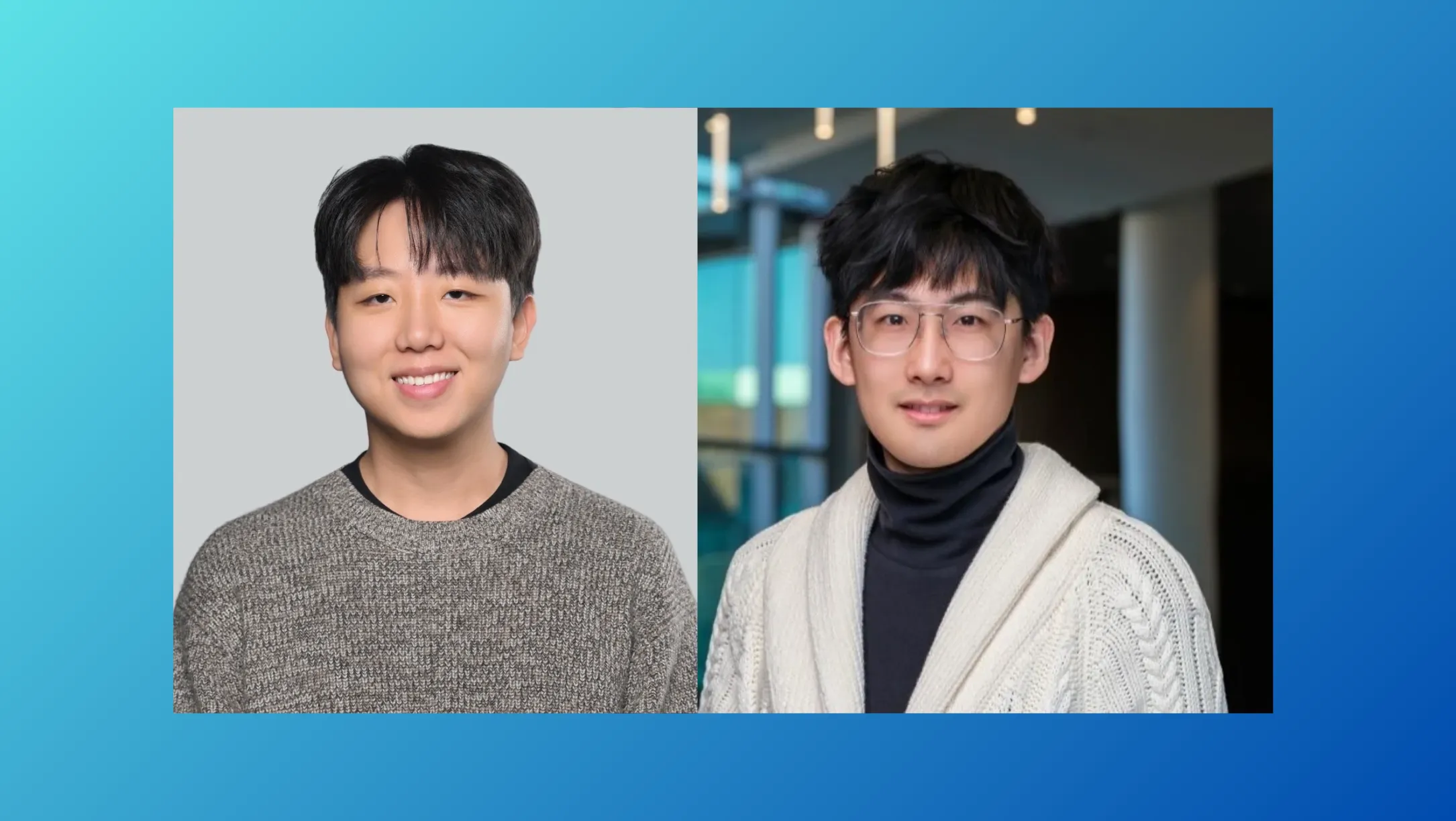 Photos of UMD computer science alumni  Suho Shin (left) and Zeyu Yan (right)